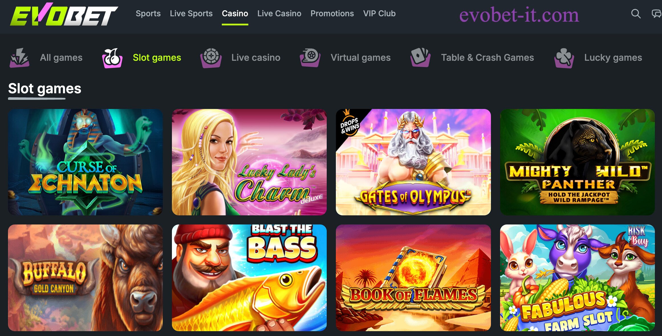 Giochi di slot machine Evobet Casino